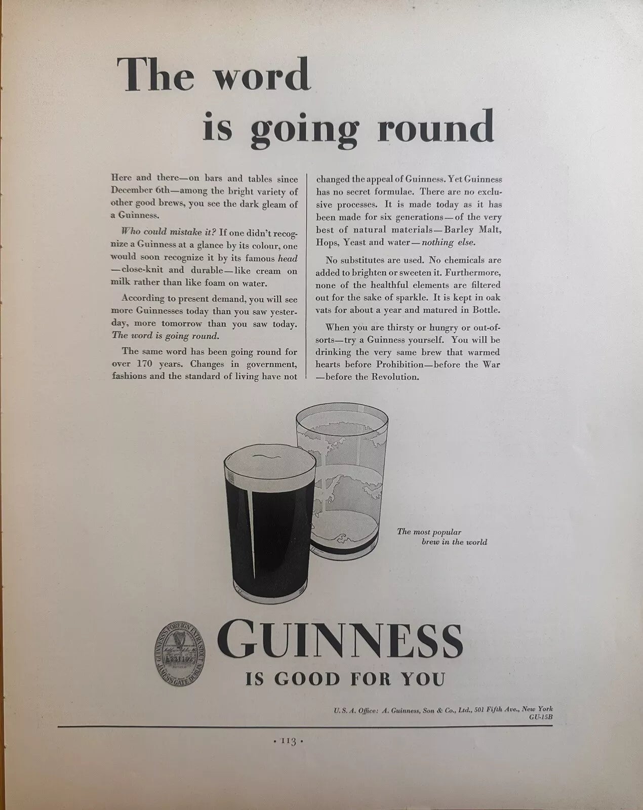 1934 Guinness Beer Vintage Print Ad