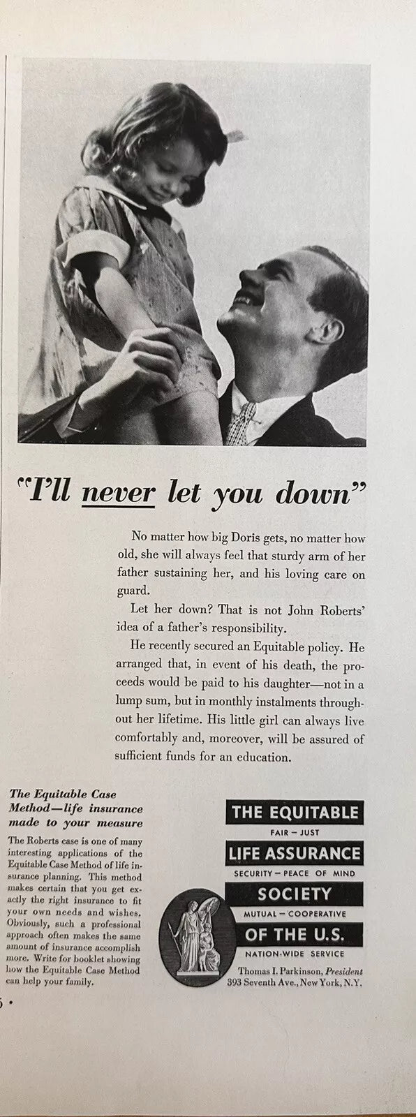 1934 The Equitable Life Assurance Society Of The U.S. Original Print Ad