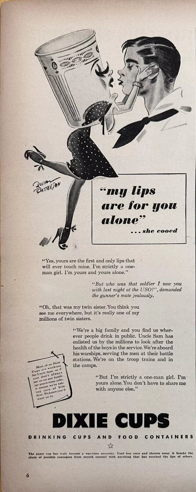 1943 Dixie Cups Drinking Cups & Food Containers Original Vintage Print Ad