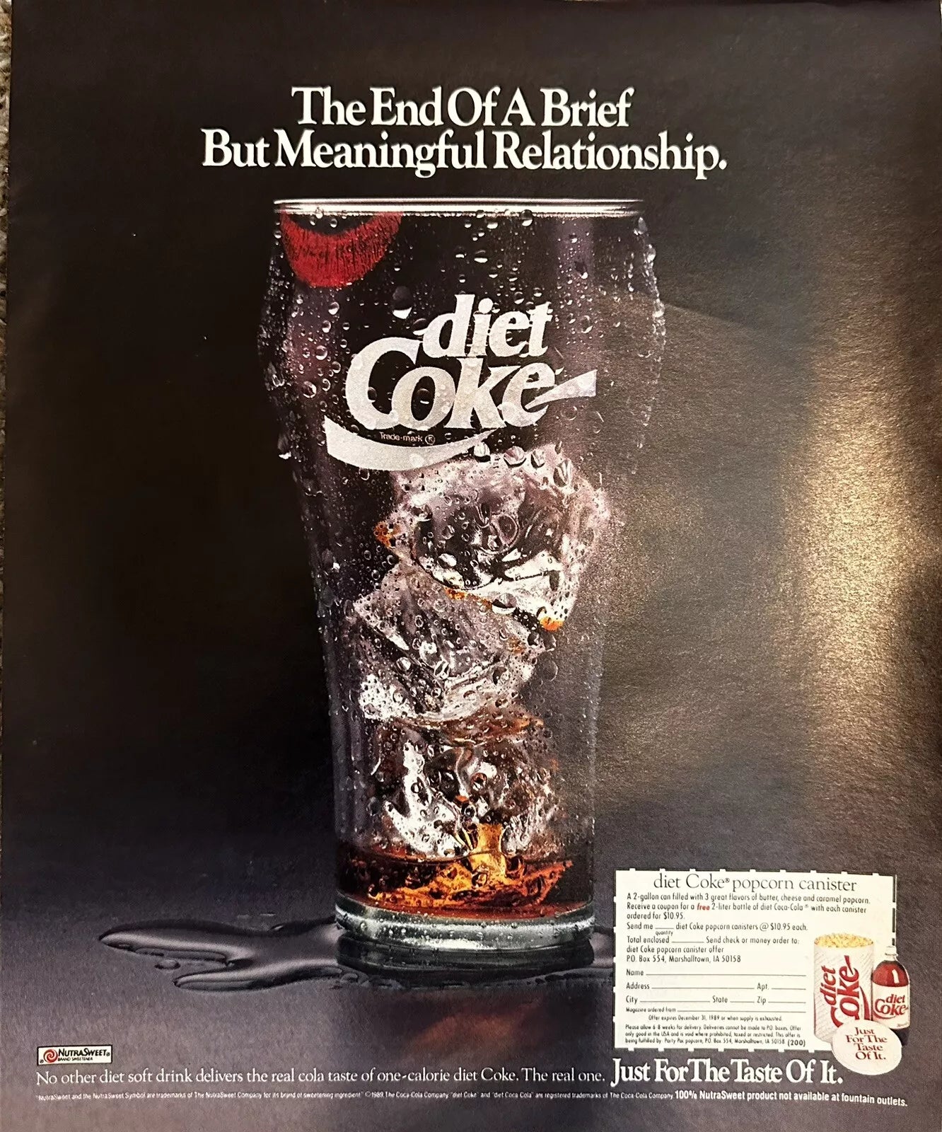 1988 Diet Coke "End Of A Brief But Meaningful Relationship" Original Print Ad