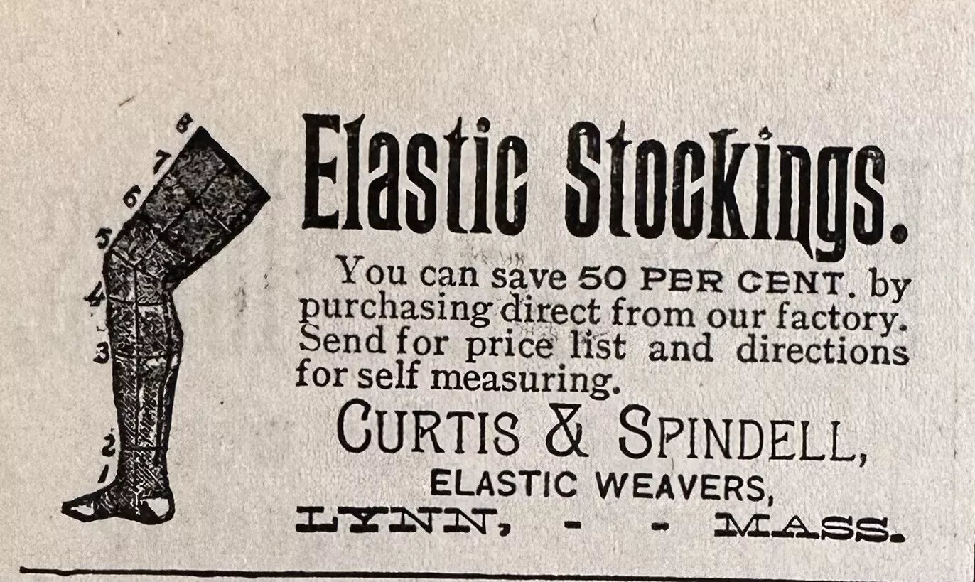 1896 Curtis & Spindell Elastic Socks Antique Print Ad