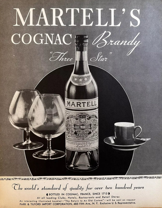 1934 Martell’s Cognac & Brandy Bottled In France Original Print Ad