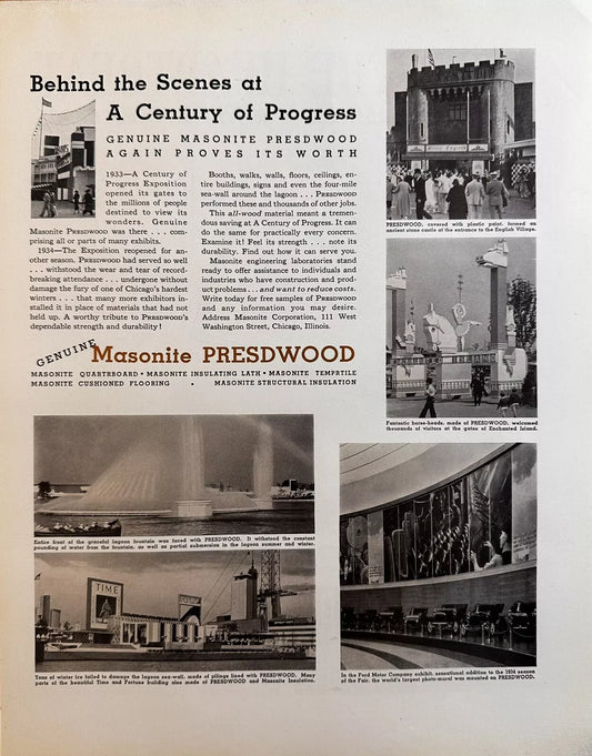 1934 Masonite Pressdwood "Behind The Scenes Of A Country Of Progress"