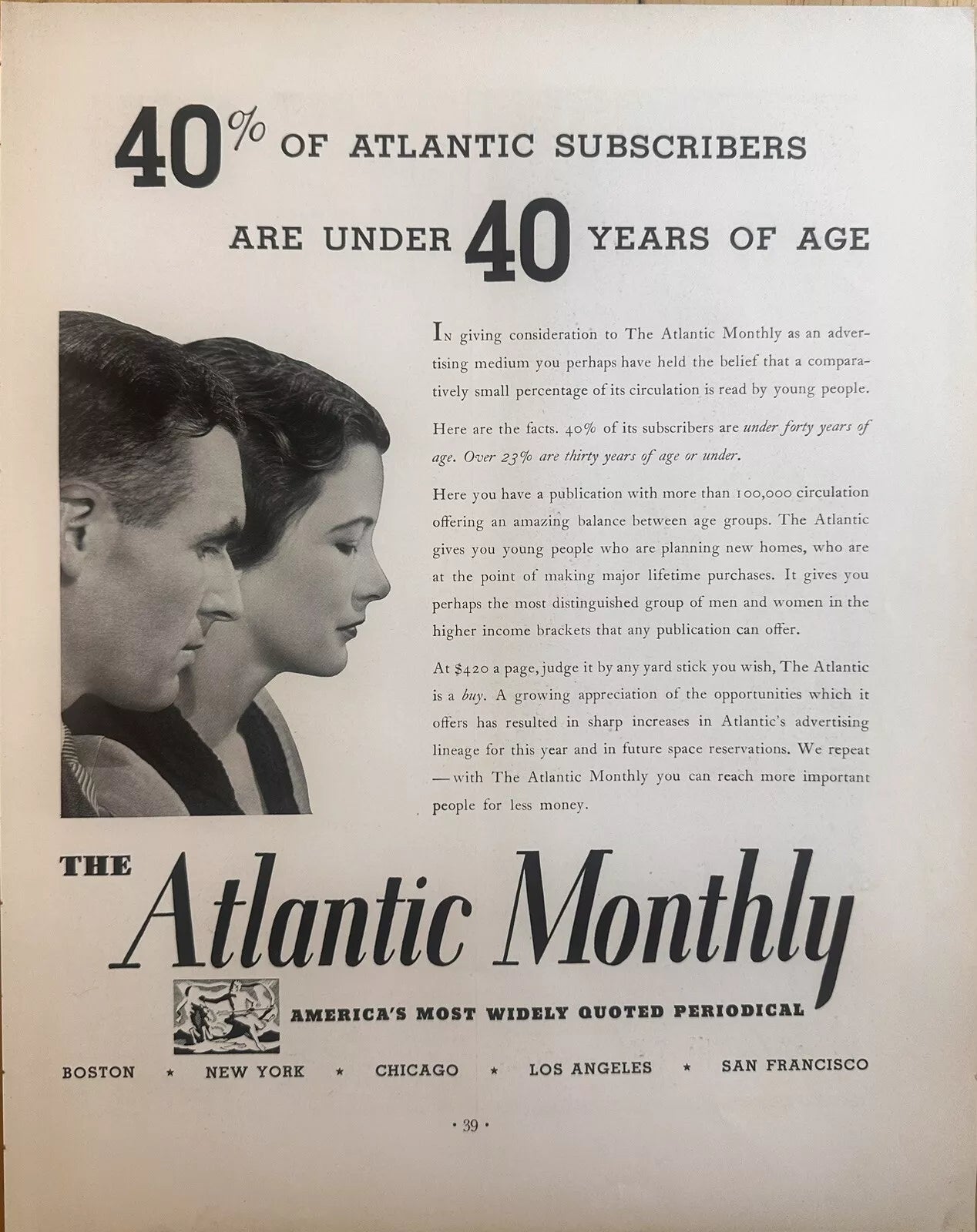 1934 The Atlantic Monthly Original Print Ad, Americas Periodical