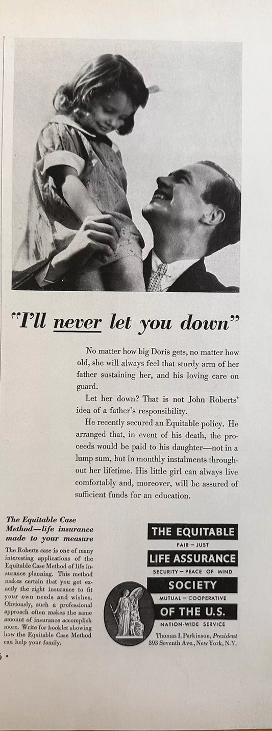 1934 The Equitable Life Assurance Society Of The U.S. Original Print Ad