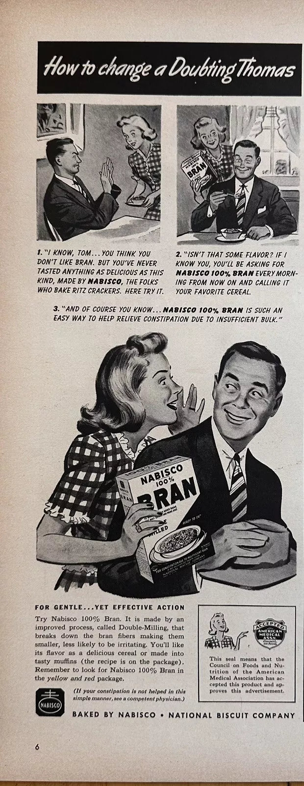 1943 Nabisco Bran Cereal Vintage Print Ad