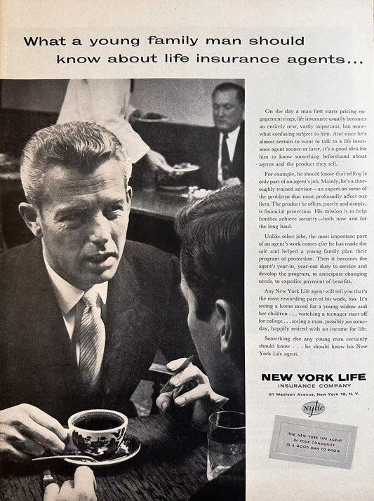 1943 New York Life Insurance Company "Family Man" Print Ad