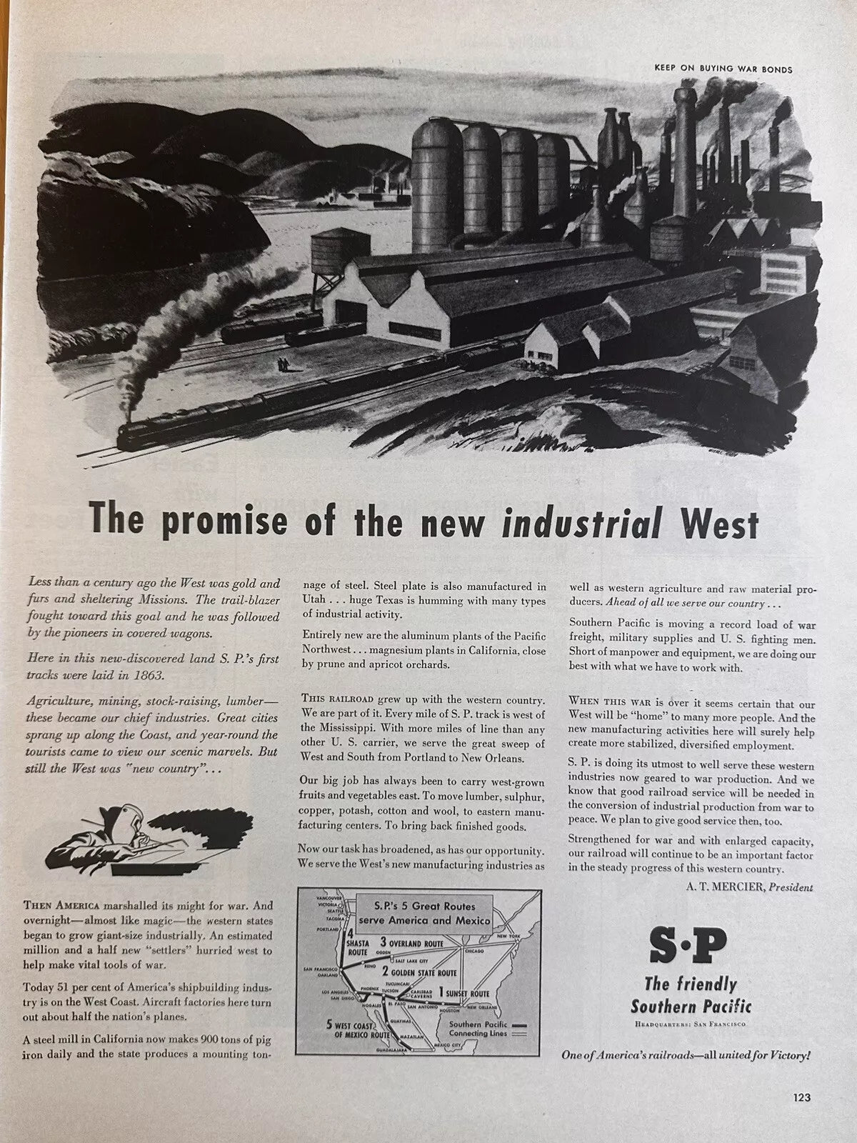 1943 Southern Pacific Railway Original Print Ad