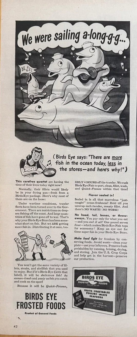 1944 Birds Eye Frosted Foods Original Vintage Print Ad
