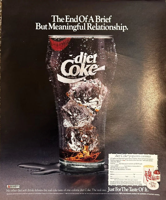 1988 Diet Coke "End Of A Brief But Meaningful Relationship" Original Print Ad